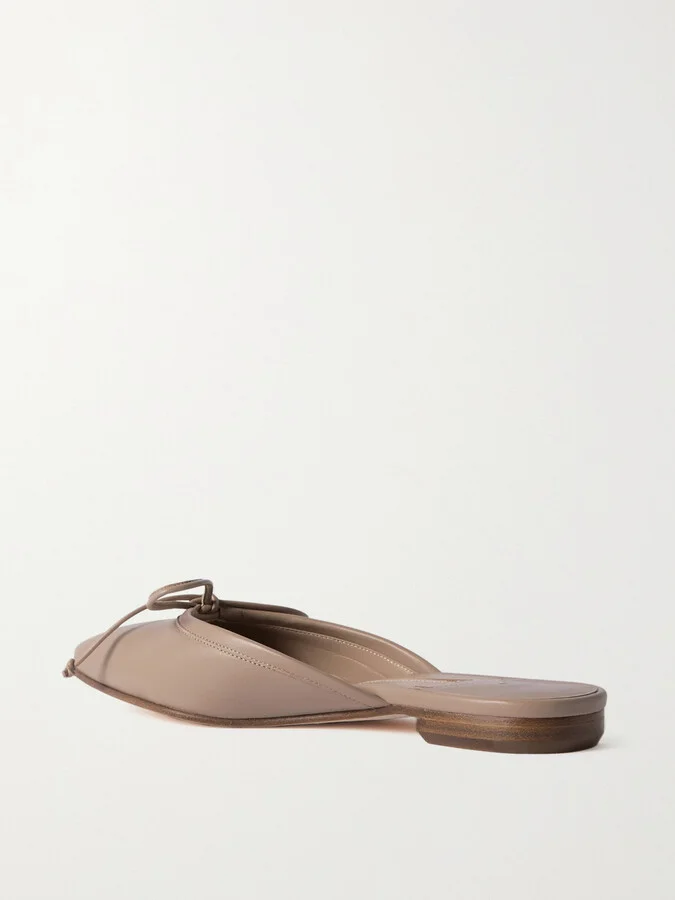 Manolo Blahnik - Ballerimu Leather Point-toe Mules - Neutrals - Image 3