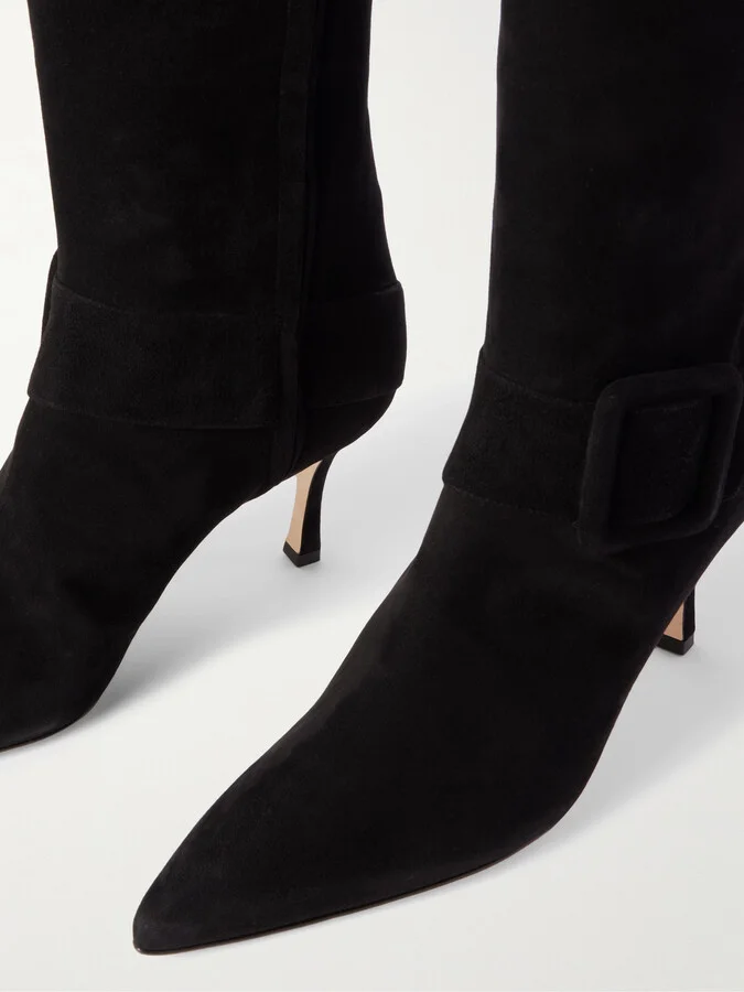 Manolo Blahnik - Bayhi 70 Buckle-embellished Suede Knee Boots - Black - Image 4