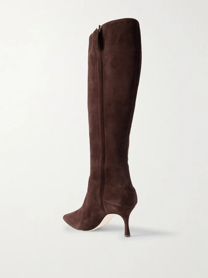 Manolo Blahnik - Bayhi 70 Buckle-embellished Suede Knee Boots - Brown - Image 3