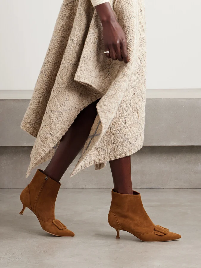 Manolo Blahnik - Baylow 50 Buckled Suede Ankle Boots - Brown - Image 2