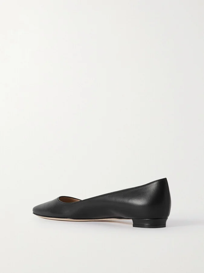 Manolo Blahnik - Bb 10 Leather Point-toe Flats - Black - Image 3