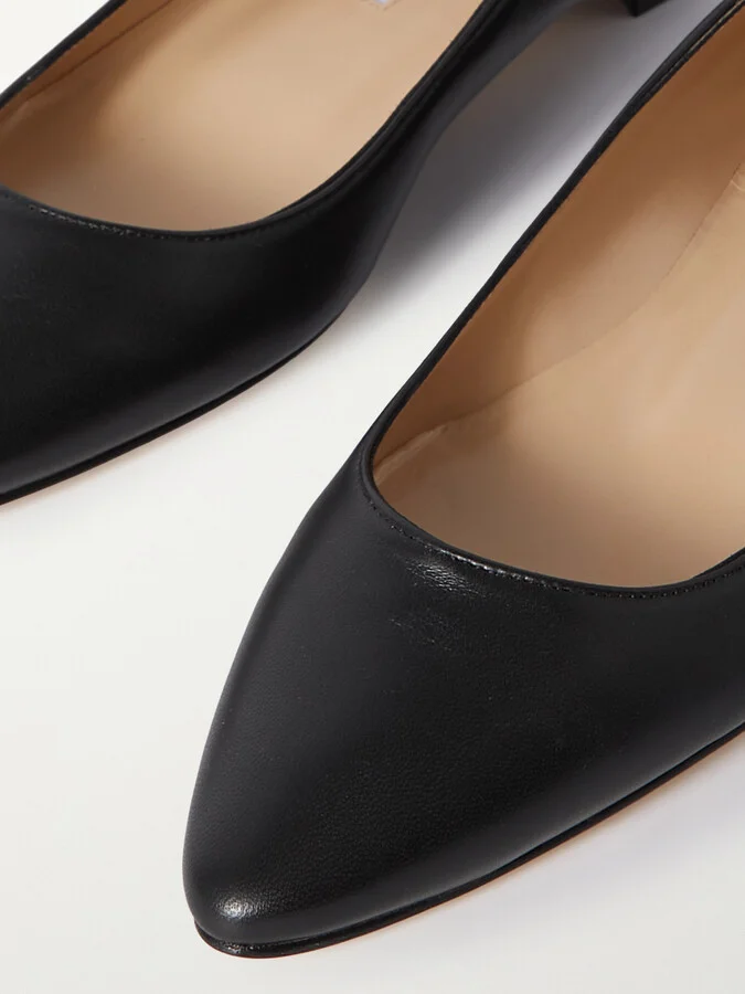 Manolo Blahnik - Bb 10 Leather Point-toe Flats - Black - Image 4