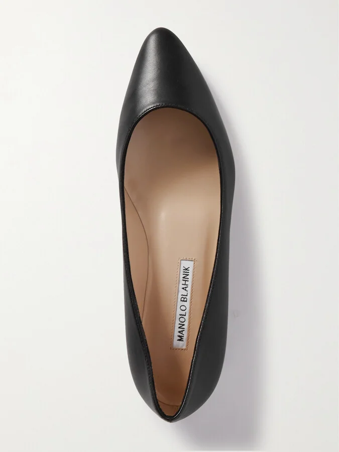 Manolo Blahnik - Bb 10 Leather Point-toe Flats - Black - Image 5