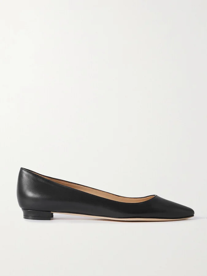 Manolo Blahnik - Bb 10 Leather Point-toe Flats - Black
