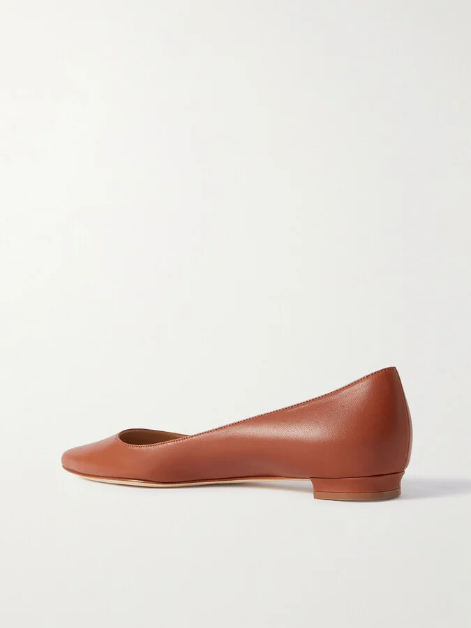 Manolo Blahnik - Bb 10 Leather Point-toe Flats - Brown - Image 3