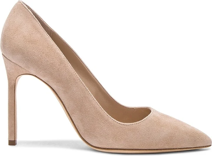 Manolo Blahnik BB 105 Suede Pumps in Nude