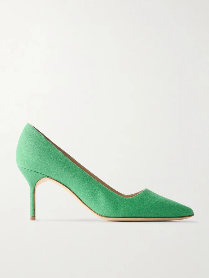 Manolo Blahnik - Bb 70 Linen Pumps - Green