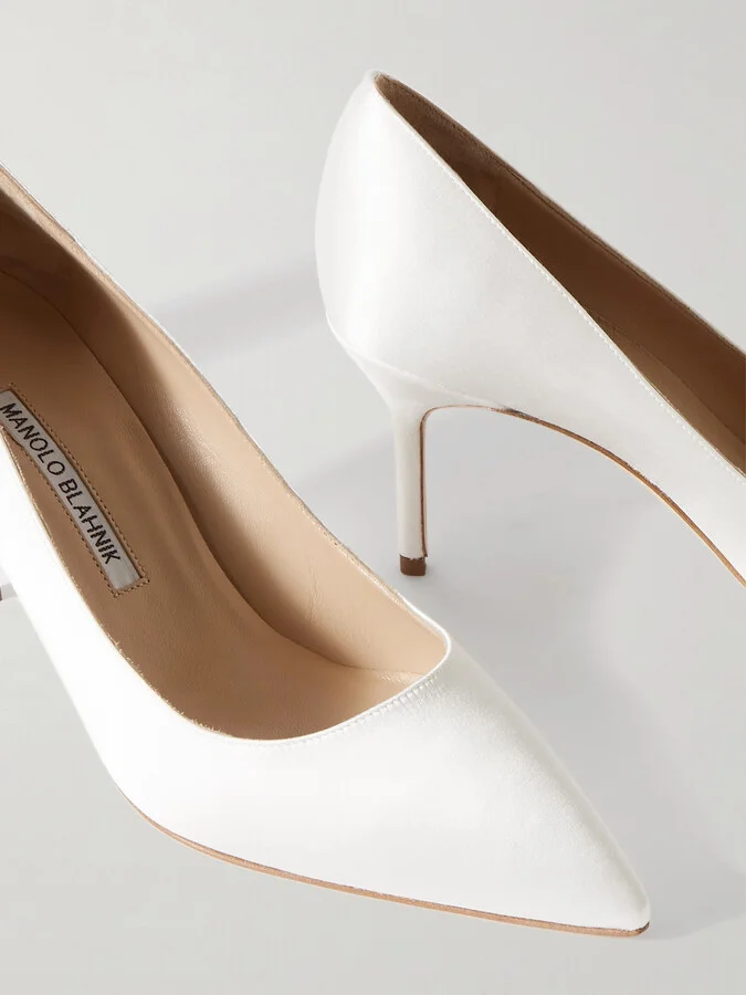 Manolo Blahnik - Bb 70 Satin Pumps - Cream - Image 4