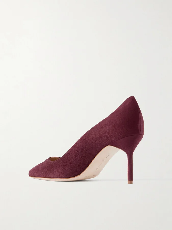 Manolo Blahnik - Bb 70 Suede Pumps - Burgundy - Image 3