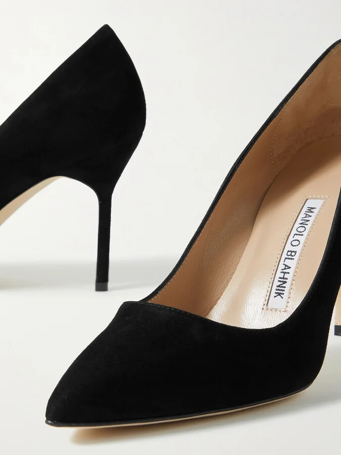 Manolo Blahnik - Bb 90 Suede Pumps - Black - Image 4