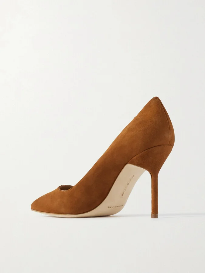 Manolo Blahnik - Bb 90 Suede Pumps - Brown - Image 3