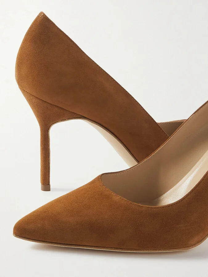 Manolo Blahnik - Bb 90 Suede Pumps - Brown - Image 4