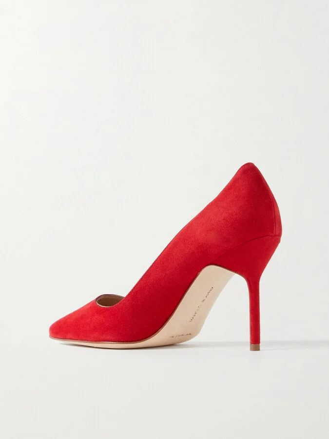 Manolo Blahnik - Bb 90 Suede Pumps - Red - Image 3