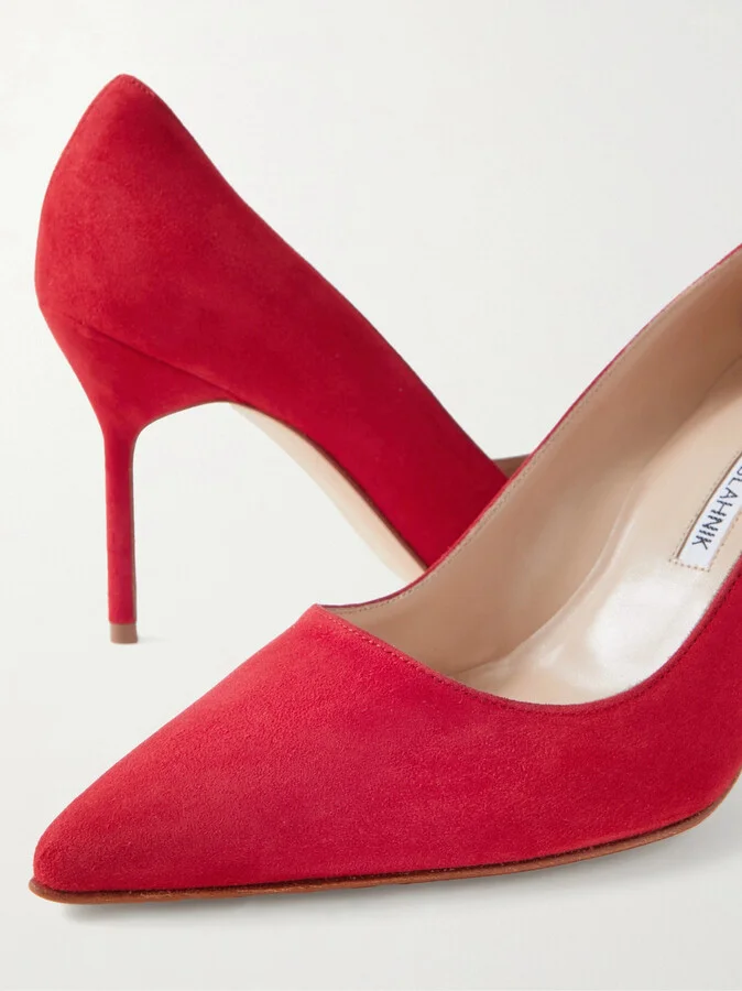 Manolo Blahnik - Bb 90 Suede Pumps - Red - Image 4