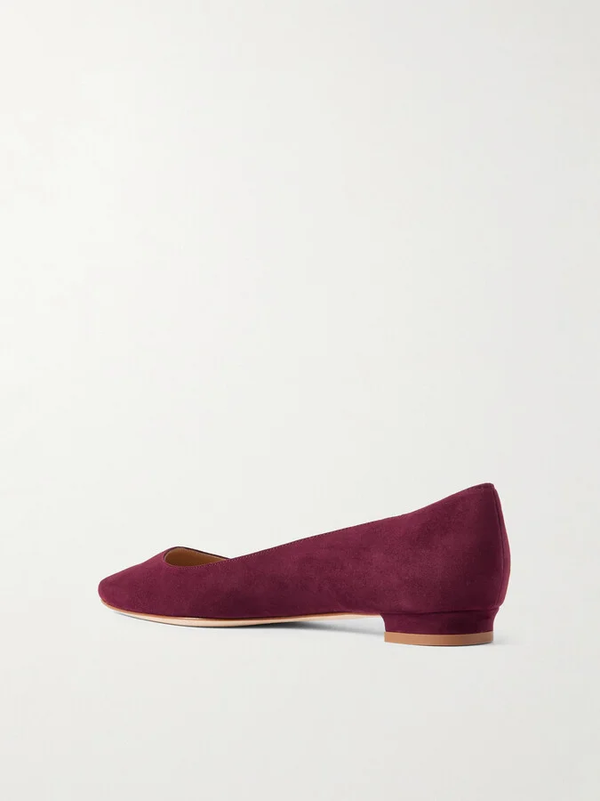 Manolo Blahnik - Bb Suede Ballet Flats - Burgundy - Image 3