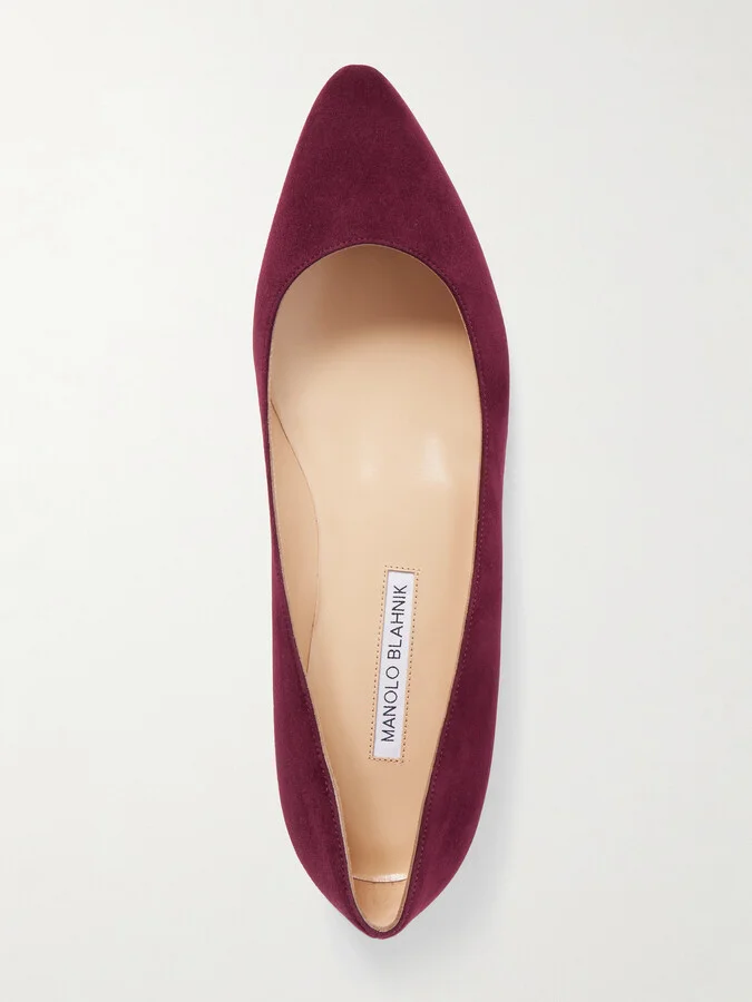Manolo Blahnik - Bb Suede Ballet Flats - Burgundy - Image 5