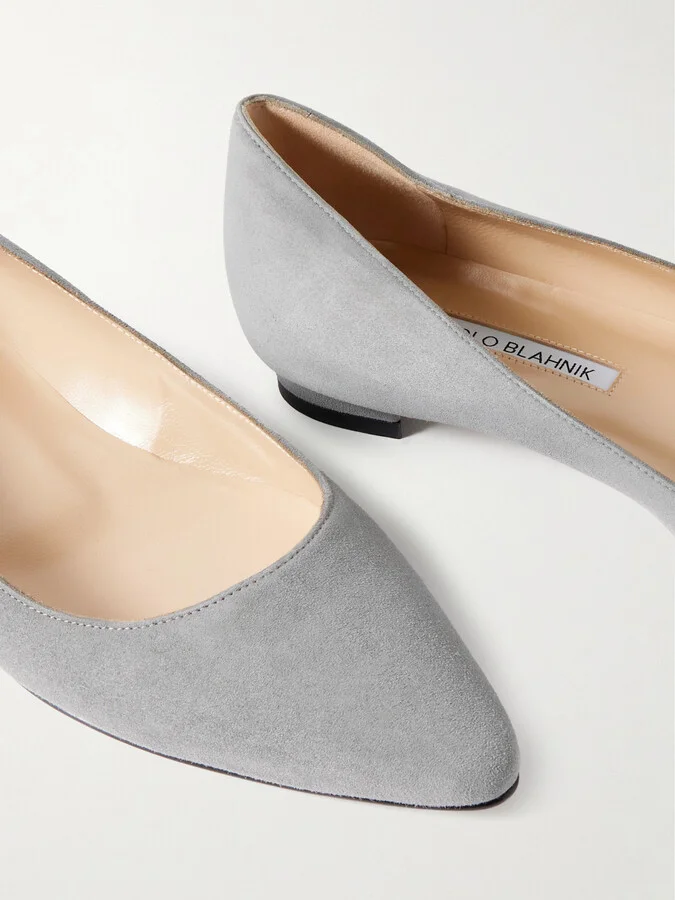 Manolo Blahnik - Bb Suede Ballet Flats - Gray - Image 4