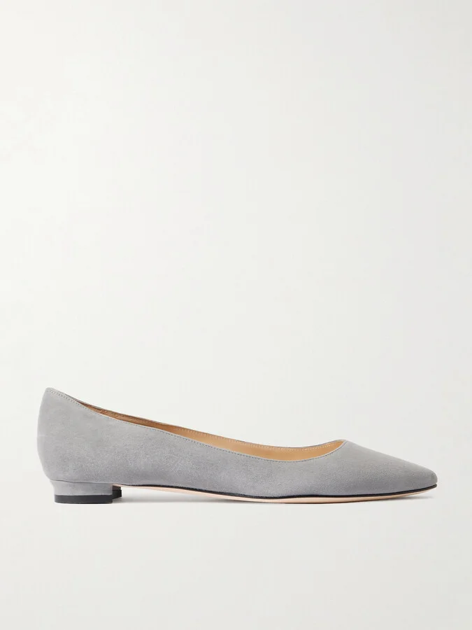 Manolo Blahnik - Bb Suede Ballet Flats - Gray