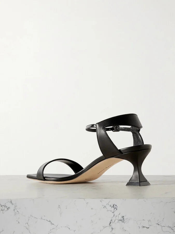 Manolo Blahnik - Begasan 50 Leather Sandals - Black - Image 3