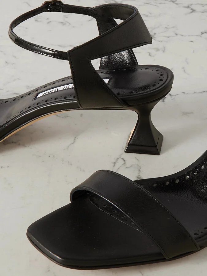 Manolo Blahnik - Begasan 50 Leather Sandals - Black - Image 4