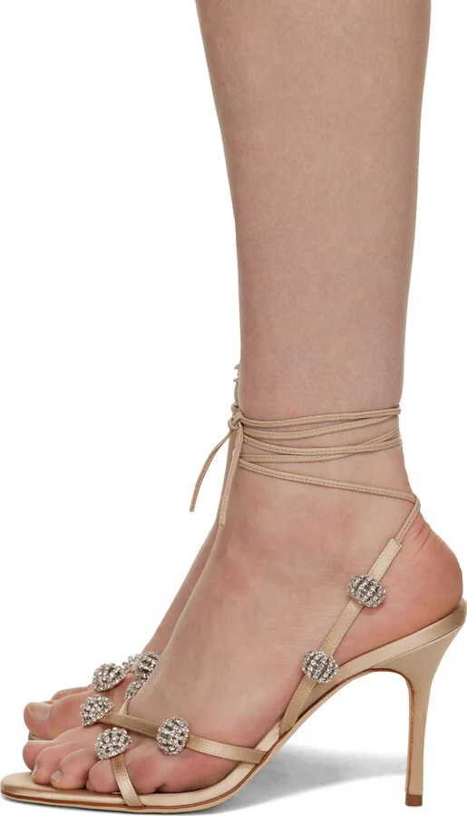 Manolo Blahnik Beige Elsaka Heeled Sandals - Image 3