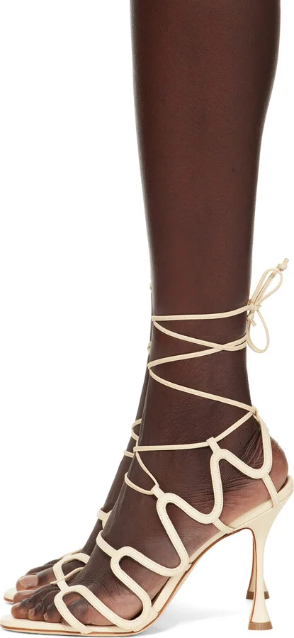 Manolo Blahnik Beige Fawda Heeled Sandals - Image 3