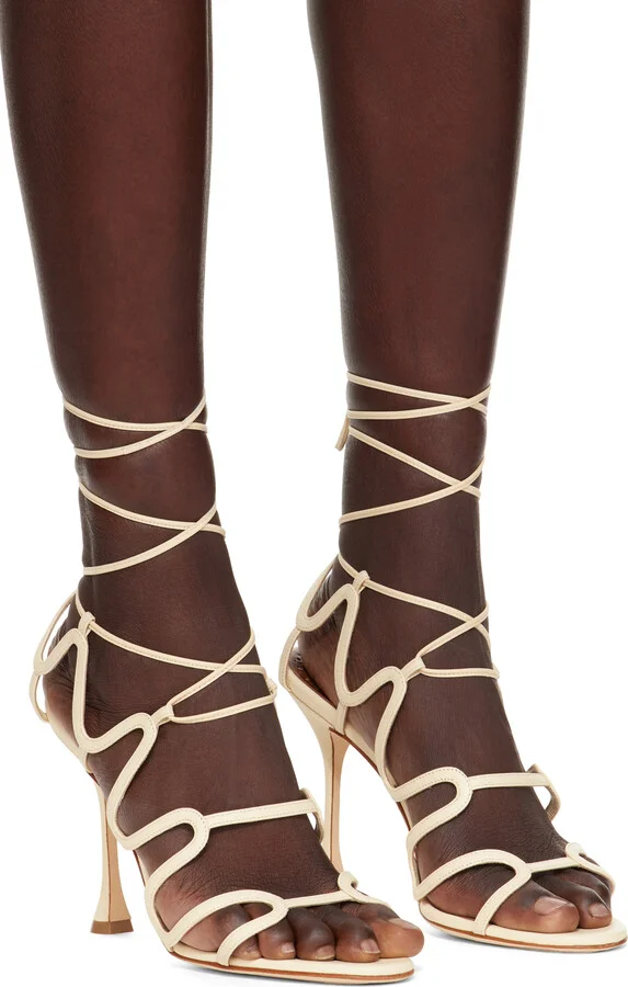 Manolo Blahnik Beige Fawda Heeled Sandals - Image 4