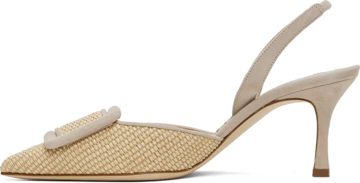 Manolo Blahnik Beige Mayslibi Heels - Image 3