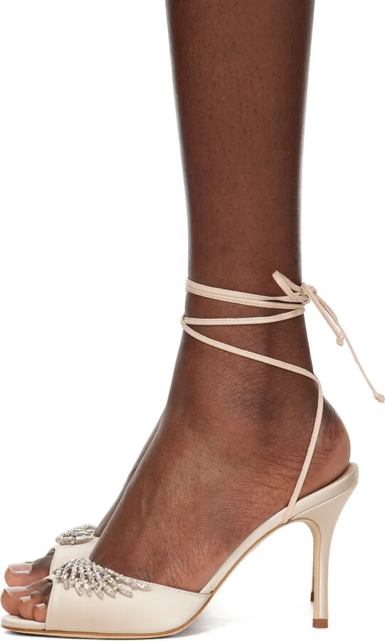 Manolo Blahnik Beige Plumena 90 Heeled Sandals - Image 3