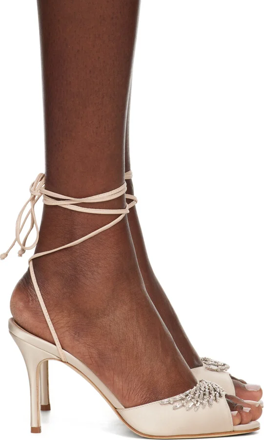 Manolo Blahnik Beige Plumena 90 Heeled Sandals