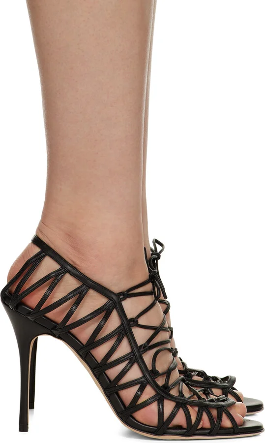 Manolo Blahnik Black Hamza Heeled Sandals