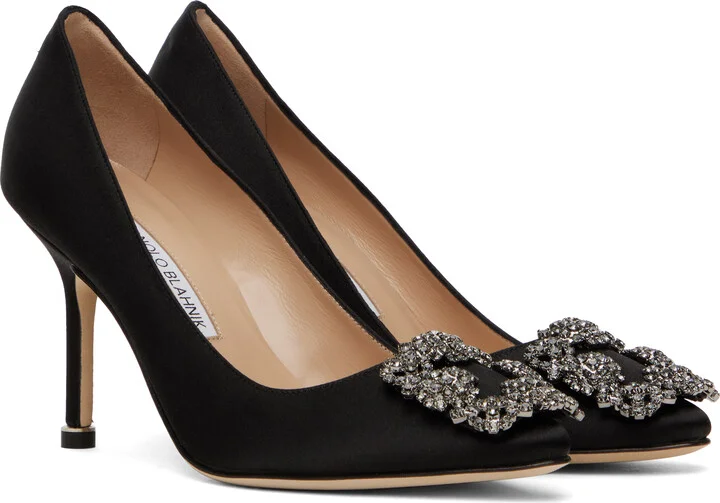 Manolo Blahnik Black Hangisi 90 Heels - Image 4