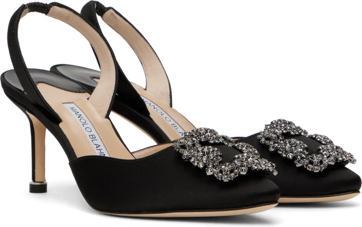 Manolo Blahnik Black Hangisli Slingback Heels - Image 4