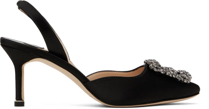 Manolo Blahnik Black Hangisli Slingback Heels