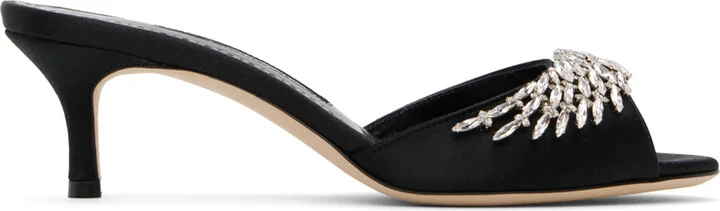 Manolo Blahnik Black Lumada Mules