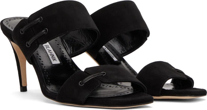 Manolo Blahnik Black Nebre Mules - Image 4