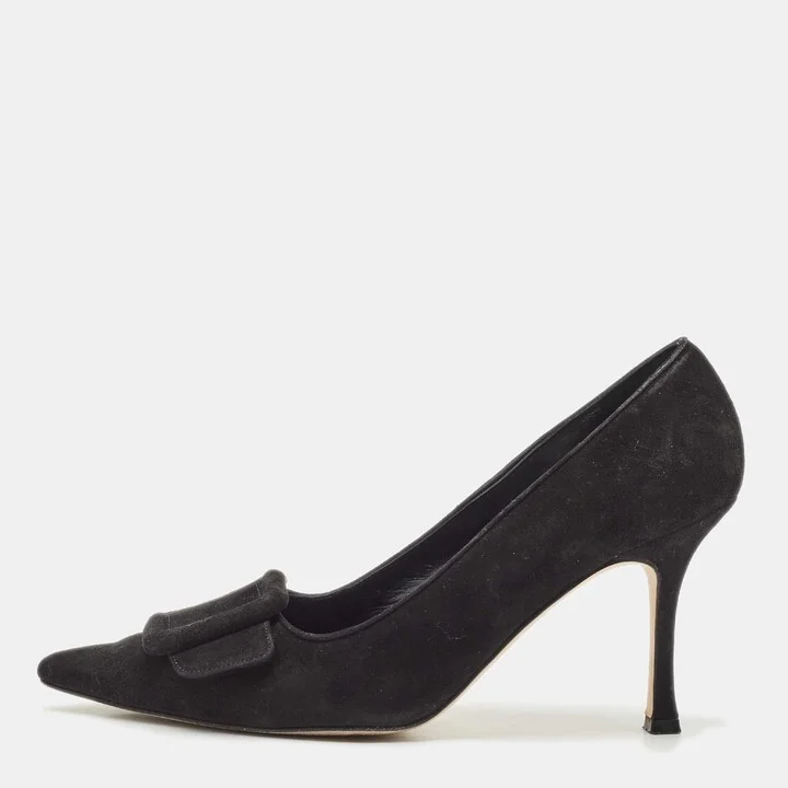 Manolo Blahnik Black Suede Maysale Pumps Size 37.5