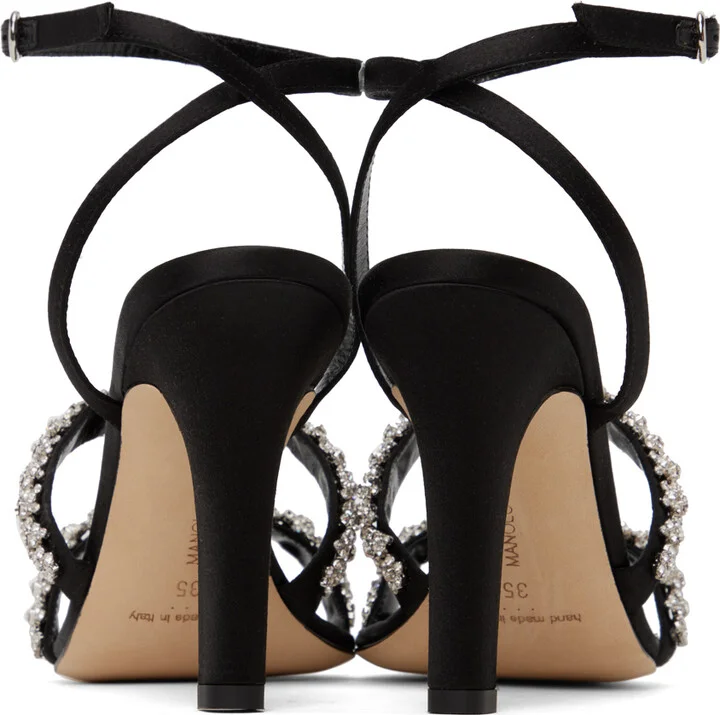 Manolo Blahnik Black Vedada Heeled Sandals - Image 2
