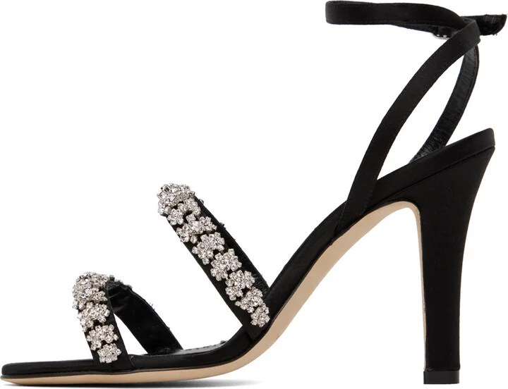 Manolo Blahnik Black Vedada Heeled Sandals - Image 3