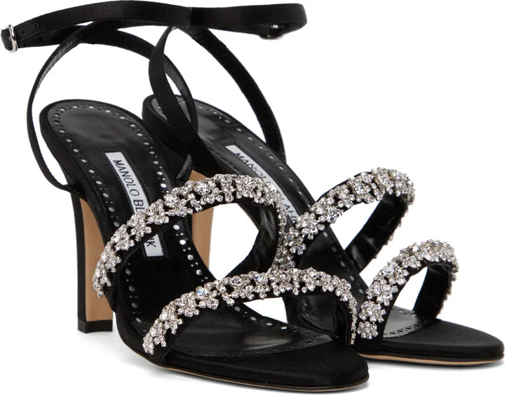 Manolo Blahnik Black Vedada Heeled Sandals - Image 4