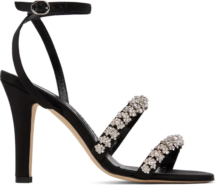 Manolo Blahnik Black Vedada Heeled Sandals