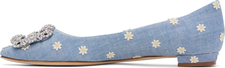 Manolo Blahnik Blue Hangisiflat Ballerina Flats - Image 3