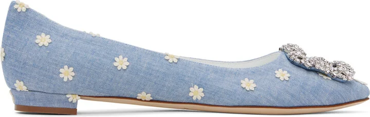 Manolo Blahnik Blue Hangisiflat Ballerina Flats