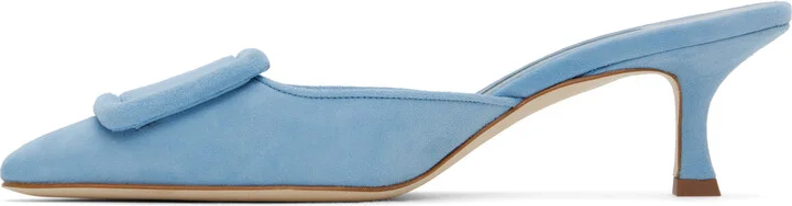Manolo Blahnik Blue Maysale Mules - Image 3