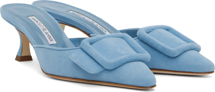 Manolo Blahnik Blue Maysale Mules - Image 4