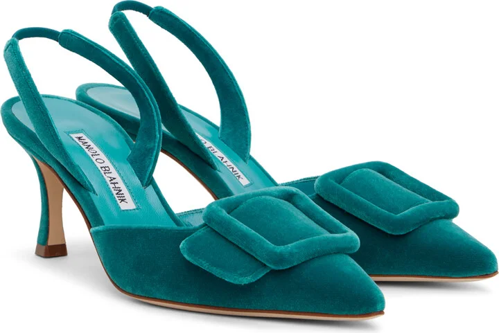 Manolo Blahnik Blue Maysli Heels - Image 4