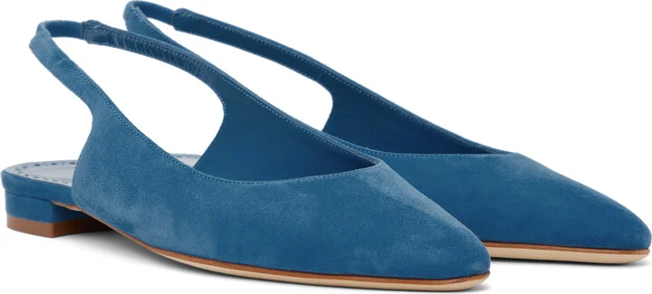 Manolo Blahnik Blue Sawra Slingback Ballerina Flats - Image 4