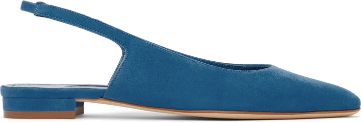 Manolo Blahnik Blue Sawra Slingback Ballerina Flats
