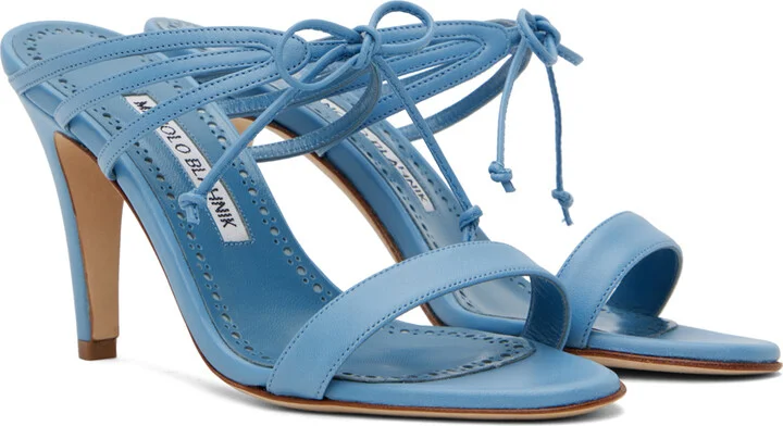 Manolo Blahnik Blue Strapped Mules - Image 4