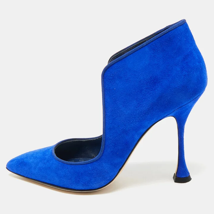 Manolo Blahnik Blue Suede Espedal Pumps Size 36.5